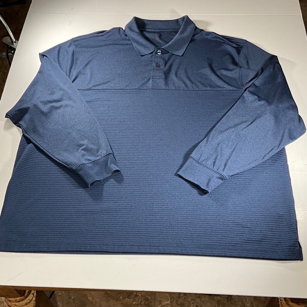 Saddlebred Big & Tall Comfort Flex Long Sleeve Polo Shirt Navy Blue 2X 2XL
